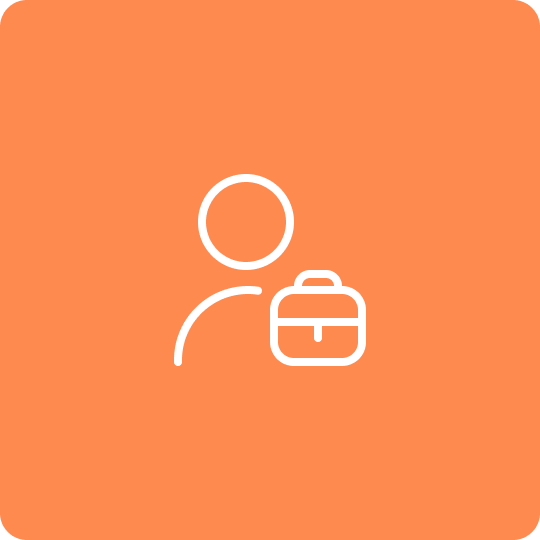 Personensymbol in Weiß auf orangem Hintergrund