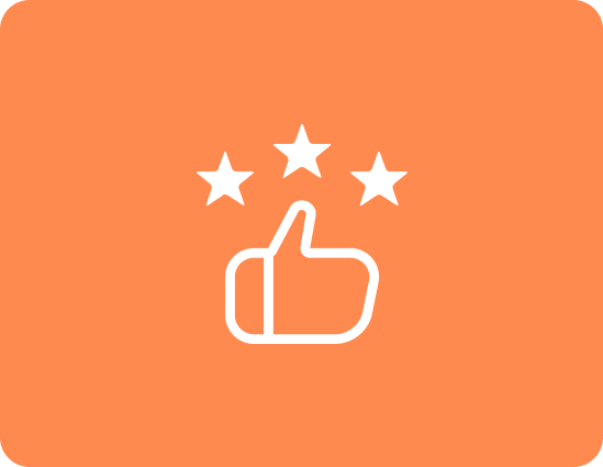 Daumen hoch Symbol auf orangem Hintergrund