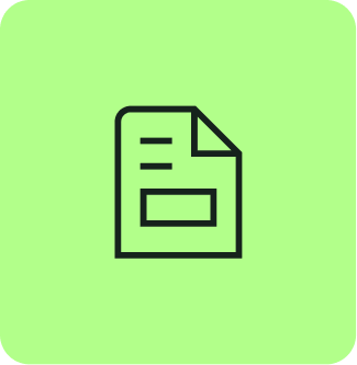 Icono de formularios y encuestas sobre fondo verde